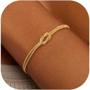 Gold Bracelets for Women Trendy 14K Gold Plated Bracelet for Women Non Tarnish Dainty Stackable Layered - 1 of 4