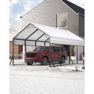 13X21 ft Metal Carport, Heavy Duty Garage Car Shelter Shade, Outdoor Car Port Canopy with Reinforced Base and Galvanized Steel Roof - 1 of 4