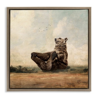 Stupell Industries Bear Holding Paws Watching Sunset, 18" x 18"