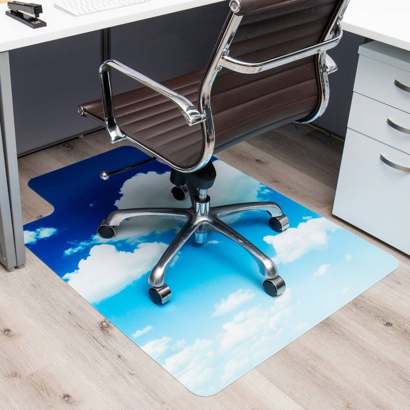 Mind Reader Office Chair Mat with Head in the Clouds Art Blue, 2 of 6