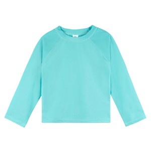 Gerber Baby and Toddler Long Sleeve Solid Swim Rashguard - Aqua - 12 Months - 1 of 4