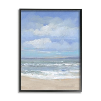 Stupell Industries Cloudy Ocean Bay Shoreline Framed Giclee