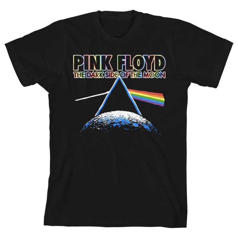Pink Floyd Prism with Rainbow and Moon Youth Black Graphic Tee, 1 of 3