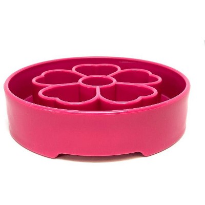 Pink Flower Design Slow Feeder Dog Bowl