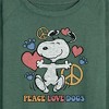 Women's - Peanuts - Peace Love Dogs Lightweight French Terry Wide Neck Long Sleeve Shirt - 2 of 4