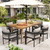 Christopher Knight Home Ofer 7 Pieces Aluminum and Acacia Wood Dining Set - 2 of 4