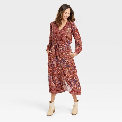 Knox Rose Women's Long Sleeve Button-Front Dress - Knox Rose™