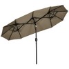 Gulches 9.5' Large Double-sided Patio Market Umbrella with Push Button Tilt, Crank, 3 Air Vents, 12 Ribs - Gray, for Garden, Deck, Pool - 2 of 4