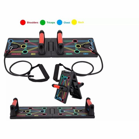Link 9 In 1 Push Up Rack Board System Fitness Full Body Workout Train Gym  Exercise With Resistance Bands For Home & Travel : Target