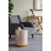 HDZNVF 14x14x18 inch Cylindrical Accent End Table with Gold and Black Shell Finish and Pedestal Base - 3 of 4