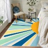 Colorful Machine Washable Area Rug, Non-Slip Indoor Carpet for Living Room, Bedroom, Modern Minimalist Front Door Mat with Sun Accent Design. - 3 of 4