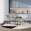 LeisureMod 5-PC Dining Set - 36" Round Dining Table Black MDF Top & Gold Base, 4 Velvet Dining Chairs in White Steel Legs - 2 of 4