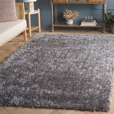 Platinum Ivory 4' x 6' Handmade Wool & Synthetic Tufted Shag Rug