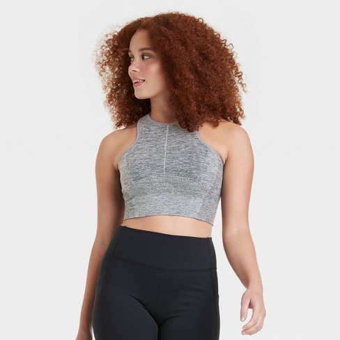 Women's Seamless Medium Support High-neck Longline Sports Bra - All In  Motion™ Heathered Black Xxl : Target