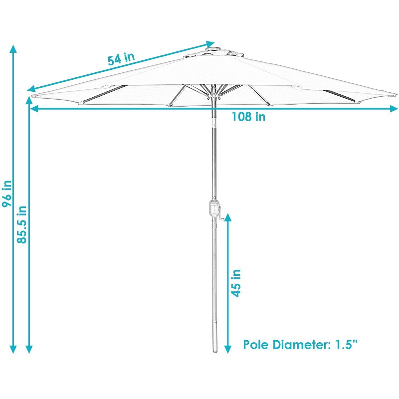 Sunnydaze Outdoor Aluminum Pool Patio Umbrella with Solar LED Lights, Tilt, and Crank - 9', 5 of 14