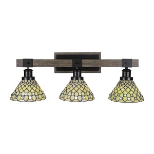 Toltec Lighting Tacoma 3 - Light Vanity in  Black/Painted Wood with 7" Starlight Art Glass Shade - 1 of 1