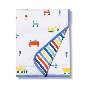 Jersey Knit Blanket Transportation - Cloud Island White/Blue