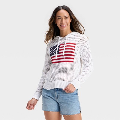 Women's Open Stitch Hooded Pullover Sweater - Universal Thread™