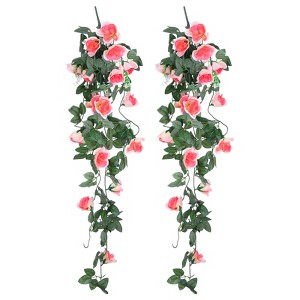 Unique Bargains Flower Silk Artificial Flowers Hanging Plants Vine Garland for Home - 1 of 4
