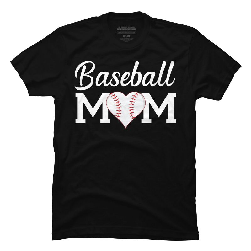 Men's Design By Humans Baseball Mom Heart By shirtpublic T-Shirt, 1 of 3