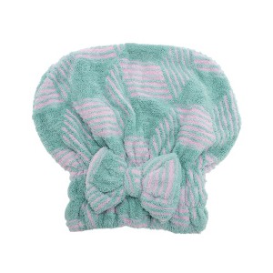 Unique Bargains Water-absorbent Bow Argylen Hair Towel Blue 1 Pc - 1 of 3