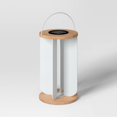 13" Wood Solar LED Outdoor Lantern Tan - Threshold™