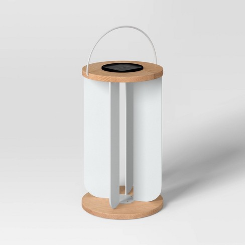 Wood Solar LED Outdoor Lantern Tan - Threshold™ - image 1 of 4