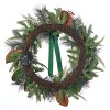Christmas Magnolia Leaf, Eucalyptus, and Berry 28in Wreath, Pre-Lit with 35 LED Fairy Lights B/O - 3 of 4