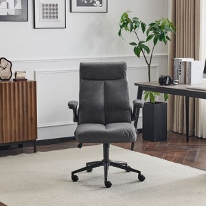 Karl Home | 28 InchW Mid-Back Swivel Office Chair Task Chair With Adjustable Arms - 1 of 4