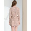 Allegra K Women's Peter Pan Collar Long Sleeve Half Placket Floral Dresses - 4 of 4