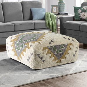 Lyssa Jacquard Fabric Southwest Pattern - Steve Silver Co.: Cotton Blend, No Assembly, Padded Ottoman Bench - 1 of 3