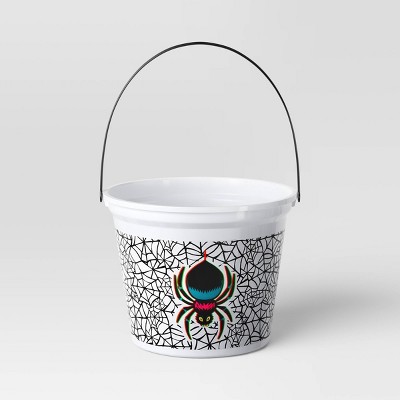 8" Glow in the Dark Spider Halloween Plastic Trick or Treat Pail White - Hyde and EEK! Boutique™