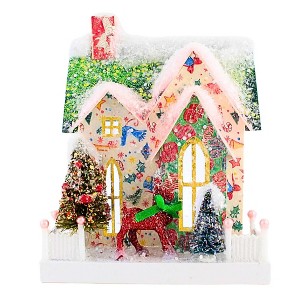 Cody Foster 9.5 Inch Retro Reindeer Abode Christmas Christmas Village , Lightweight Christmas Decor Nostalgic Putz House (1PC) - 1 of 4