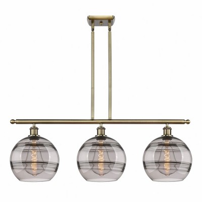 Rochester - 3 Light Stem Hung Island In Industrial Style-12.13 Inches Tall and 36.5 Inches Wide