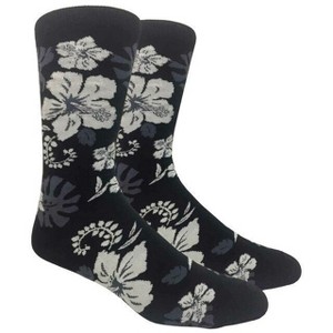 Aloha Hawaiian Floral Hibiscus Pattern Socks from the Sock Panda (Men's Sizes, Adult Large) - 1 of 3