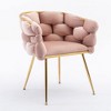 Luxury Couch Accent Chair,Velvet Upholstered Barrel Chairs,Metal  Vanity Sofa Armchair - 3 of 4