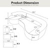 124.5" Modern Chenille Curved Sectional Sofa, 5-Seat Compressed Couch with Pillows, No Assembly for Living Room-3irtyhousy - 4 of 4