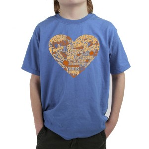 LA Pop Art Thanksgiving Heart - Boy's Word Art T-Shirt - 1 of 4