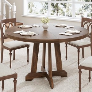 Jojoka Round Dining Table for 4, 47 Inch Wooden Kitchen Table with Sturty Legs, Dining Room Table, Circle Table for Dining Room, Kitchen - 1 of 4