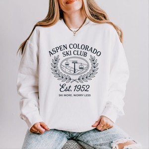 Aspen Colorado Ski Club Laurel Leaves - Women's Lightweight Garment Dyed Sweatshirt - 1 of 4