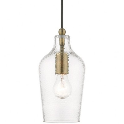 Avery Mini Pendant in Antique Brass with Clear Glass