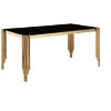 Vynxaria 65" Rectangle Glass Dining Table, Tempered Glass Tabletop & Polished Gold Legs, Modern Style for Home, Kitchen, Dining Room - 2 of 4