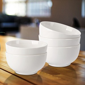 Soup/Cereal Bowls Set of 8, White Ceramic Bowls, Porcelain Bowls for Kitchen Dessert Rice Side Dish Snack Soup Fruits Cereal Ice Cream - 1 of 4