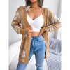 Coolmee Women's Fall Winter Cardigan Long Sleeves Open Front Plaid Print Knitted Sweater Cardigan with Belt - 3 of 4