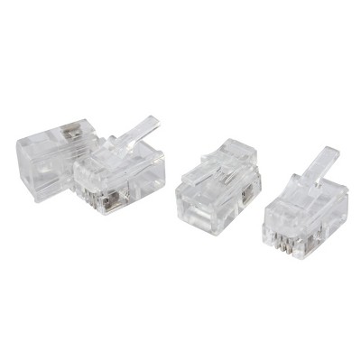 Unique Bargains Standard Telephone Modular Plug Phone Jack Adapter Clear 4 Pcs