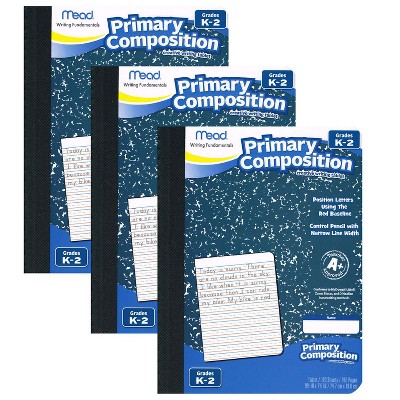 Mead Primary Composition Book, Full Page Ruled, 100 Sheets Per Book, Pack of 3