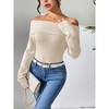 Womens Sweater Off Shoulder Long Sleeve Casual Fitted Lapel Knit Sweater Tops White XL - 3 of 3