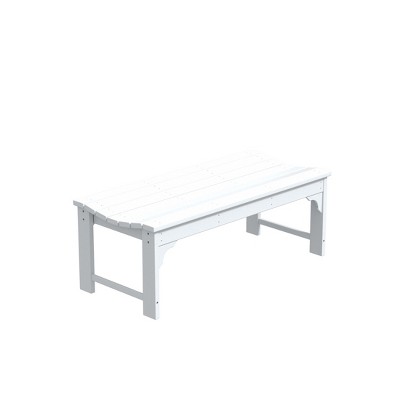 White Backless All-Weather Plastic Outdoor Bench