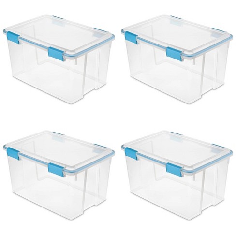 Sterilite 80 Quart Gasket Box Storage Bin w/ Lid & Latches, Clear (16 Pack)