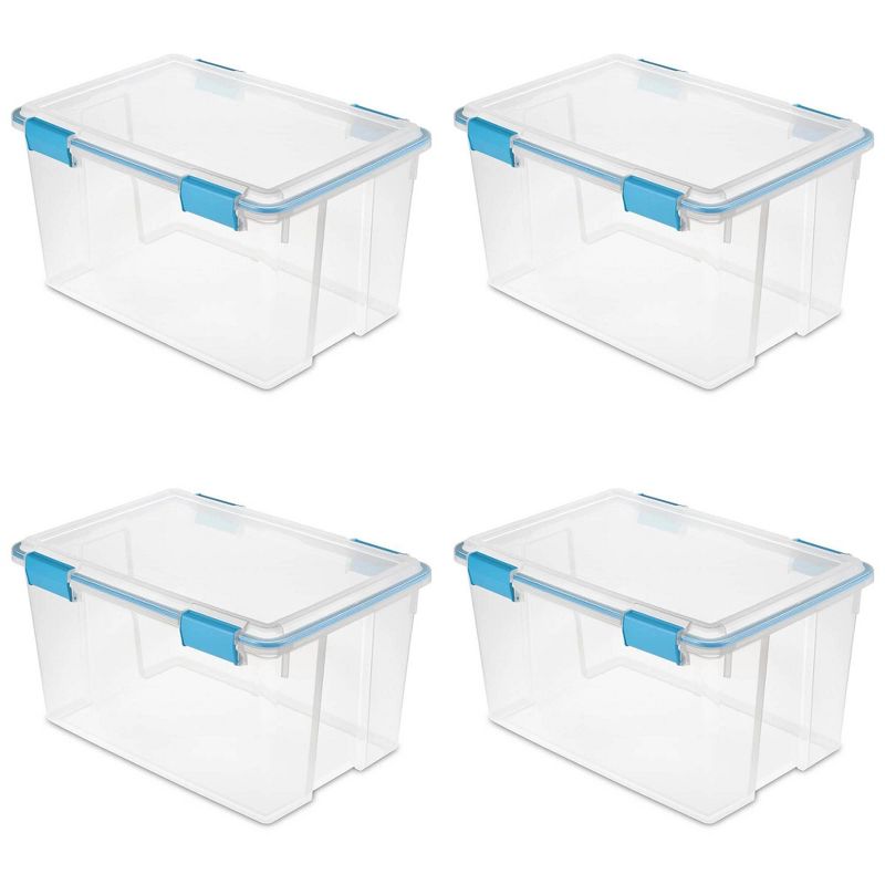 Sterilite 54 Quart Clear Plastic Stackable Storage Container Box Bin with Air Tight Gasket Seal Latching Lid Long Term Organizing Solution, 1 of 7
